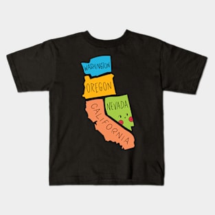 Kawaii American states, Cute American States Kids T-Shirt